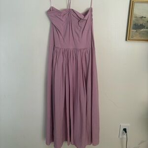 Vince Halter Sweetheart Rusched Pink Strapless Dress MIDI Dress Women Large NWOT